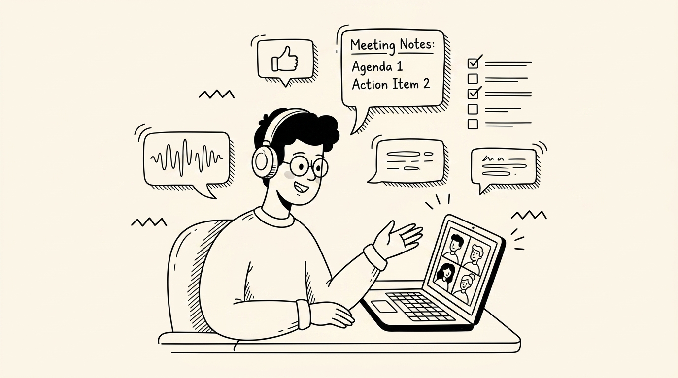 Maple AI Meeting Assistant doodle illustration